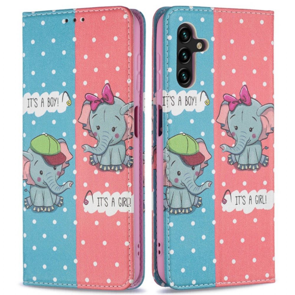 Bescherming Hoesje voor Samsung Galaxy A13 5G Folio-hoesje Baby Olifanten