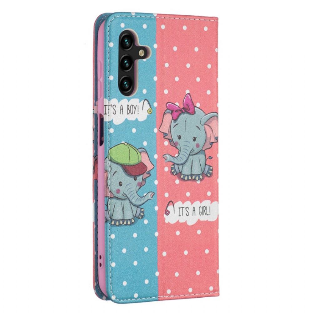 Bescherming Hoesje voor Samsung Galaxy A13 5G Folio-hoesje Baby Olifanten