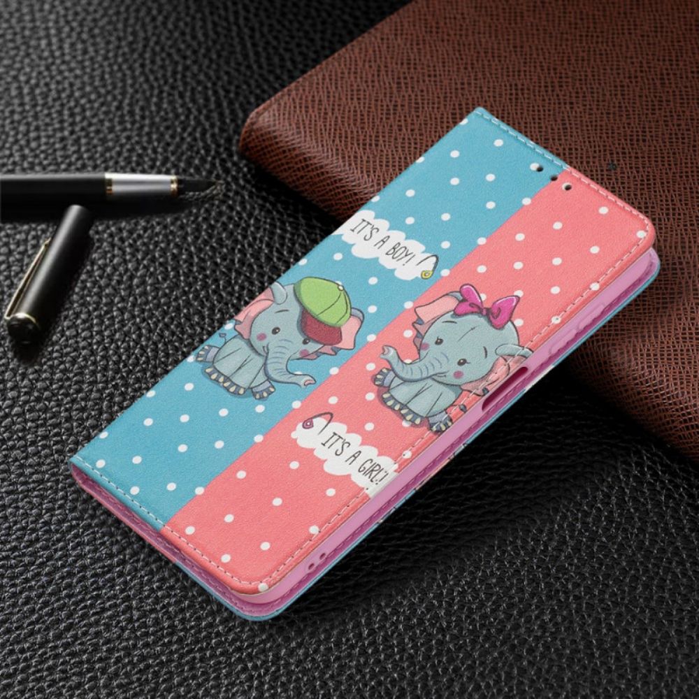 Bescherming Hoesje voor Samsung Galaxy A13 5G Folio-hoesje Baby Olifanten