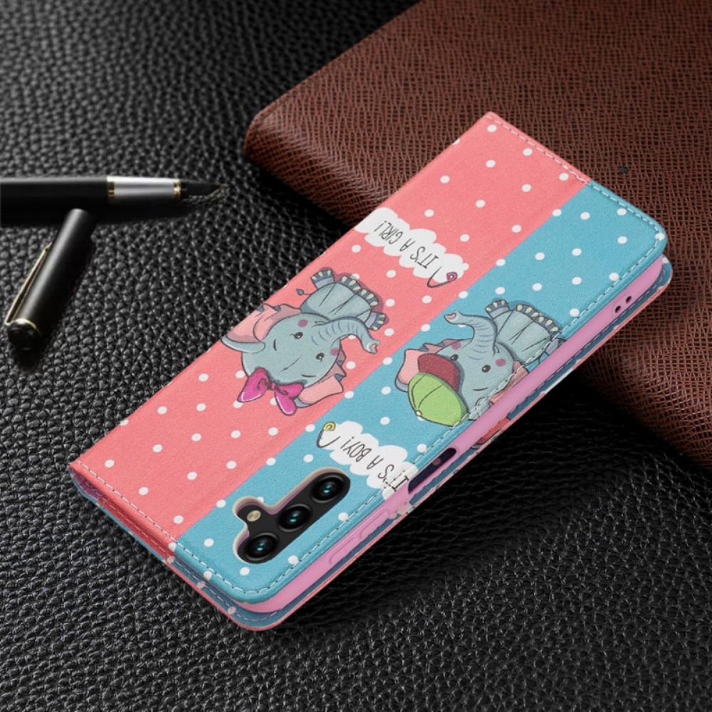 Bescherming Hoesje voor Samsung Galaxy A13 5G Folio-hoesje Baby Olifanten