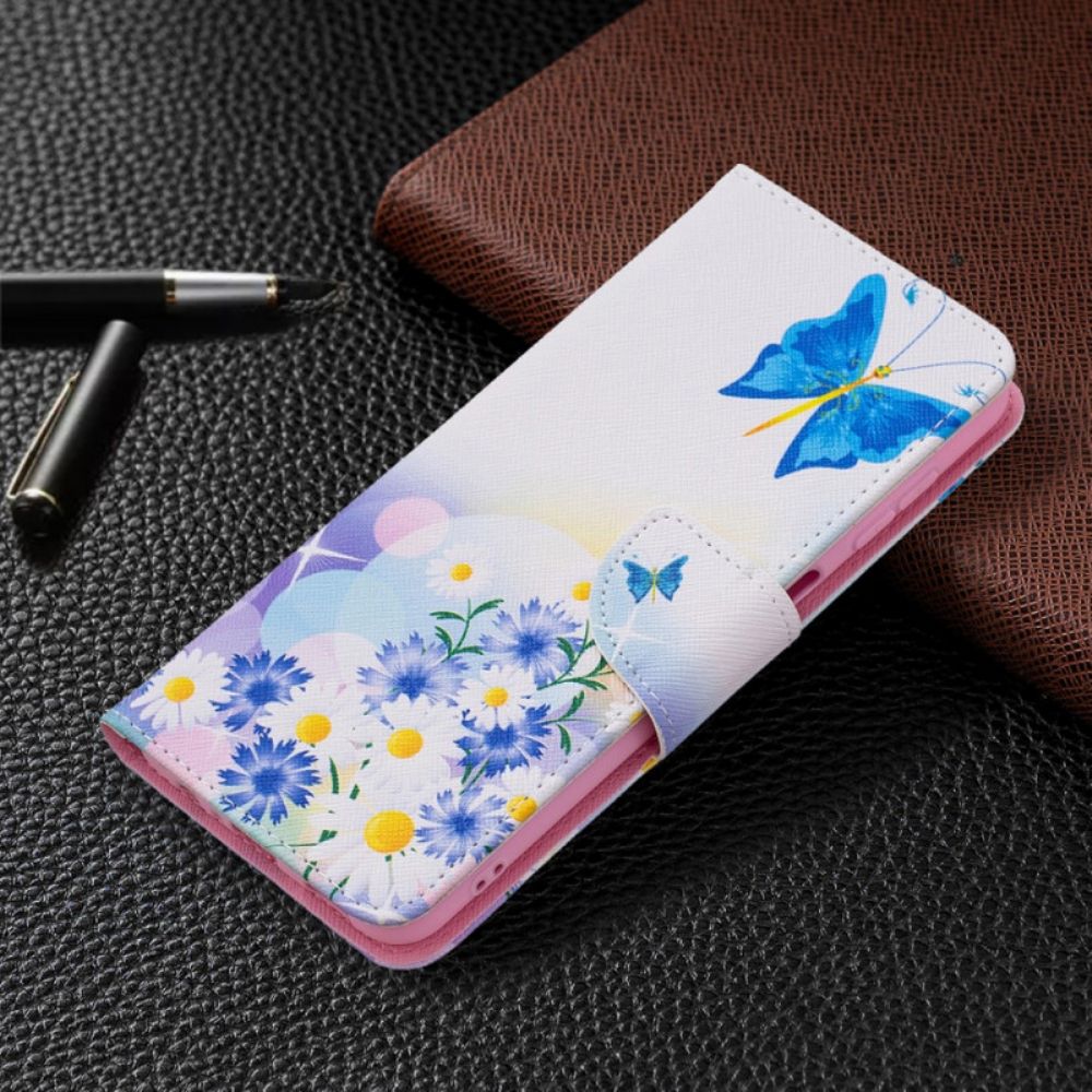 Folio-hoesje voor Samsung Galaxy A13 5G Geschilderde Vlinders En Bloemen