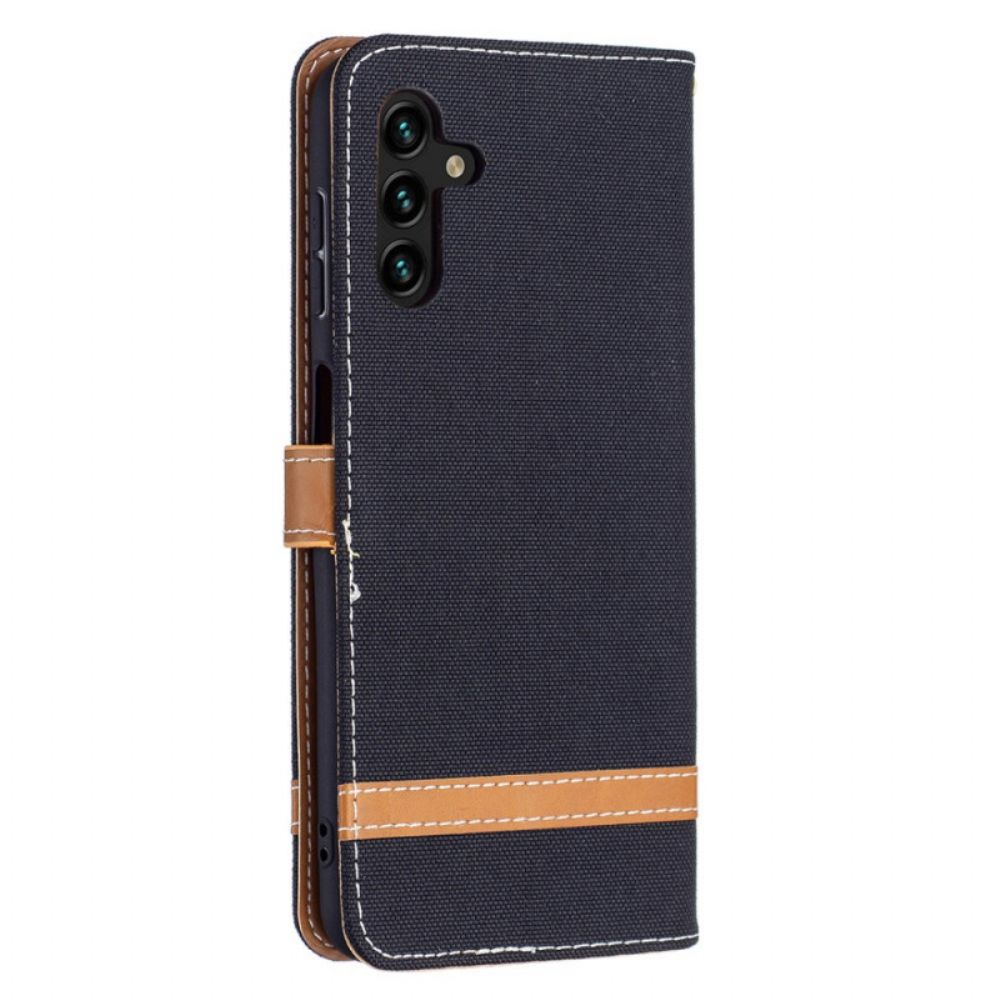 Folio-hoesje voor Samsung Galaxy A13 5G Met Ketting Stof En Lederlook Band