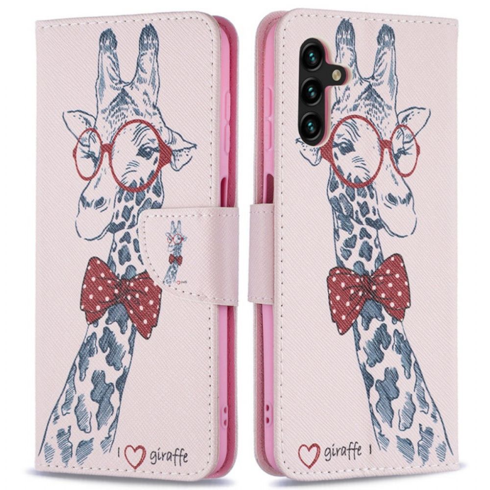 Folio-hoesje voor Samsung Galaxy A13 5G Nerdy Giraf