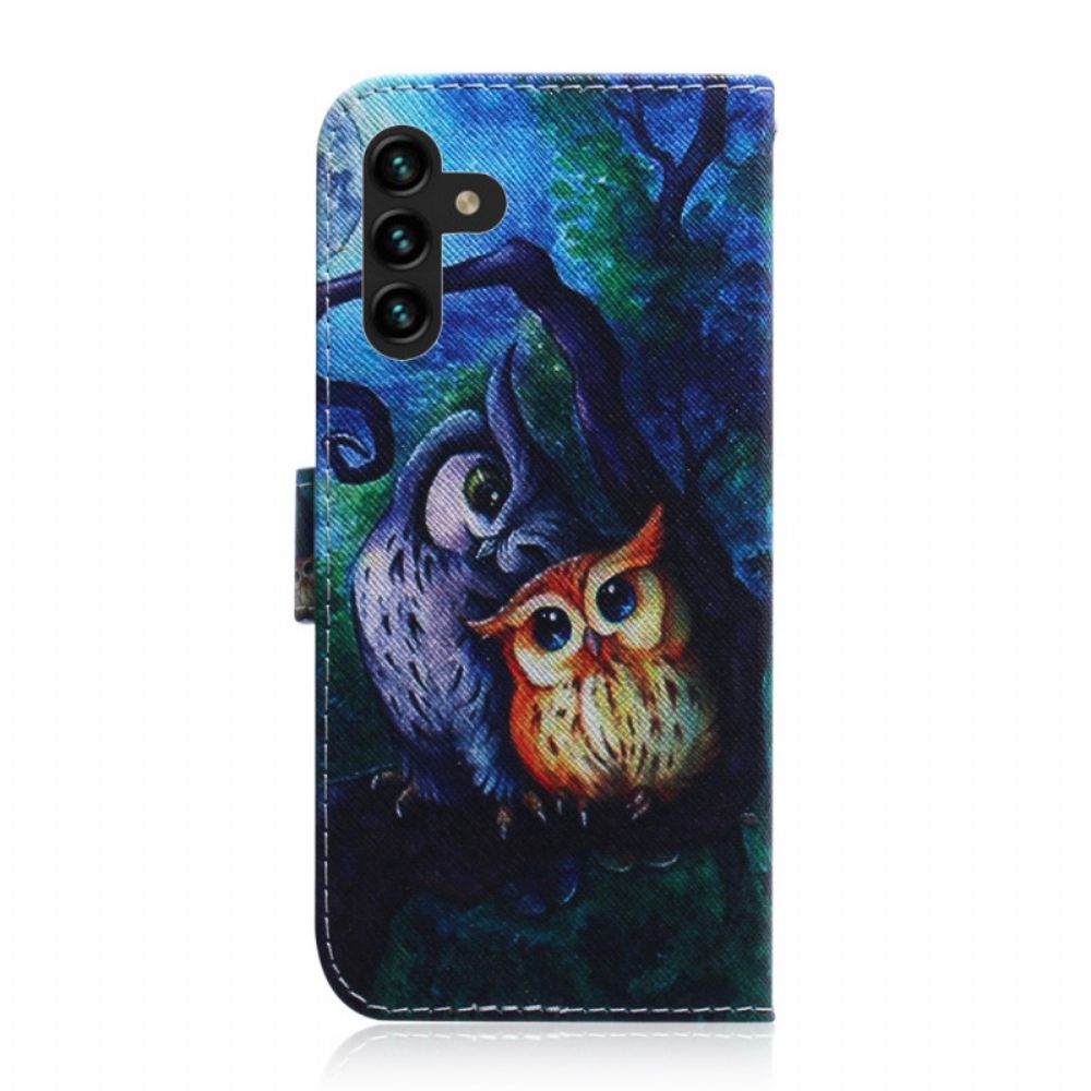 Folio-hoesje voor Samsung Galaxy A13 5G Uilen Schilderen