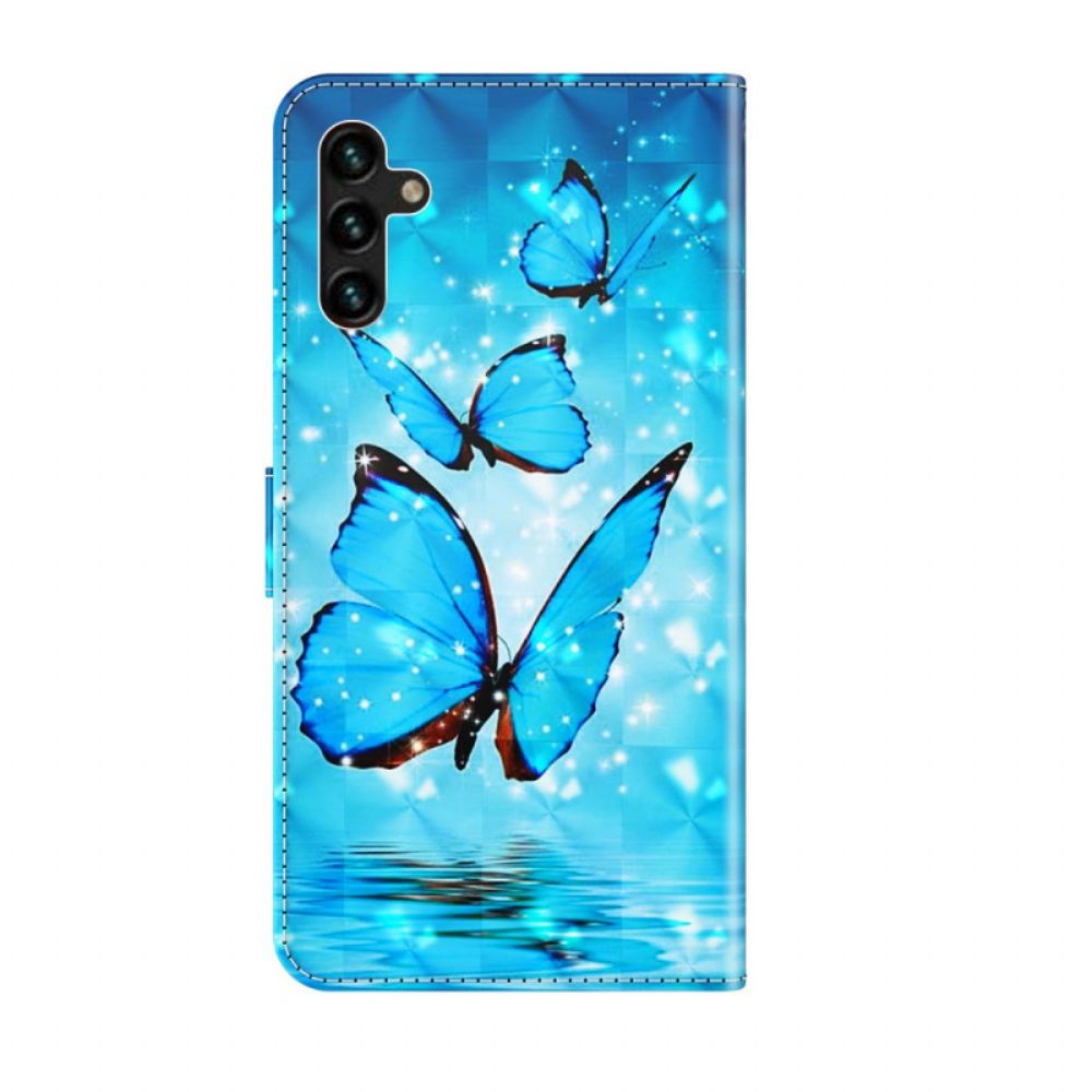 Folio-hoesje voor Samsung Galaxy A13 5G Vliegende Blauwe Vlinders