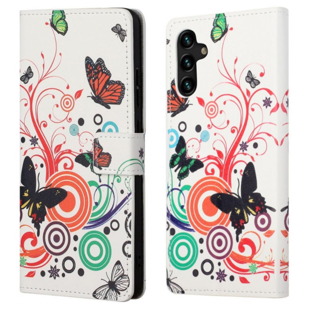 Folio-hoesje voor Samsung Galaxy A13 5G Vlinders En Bloemen