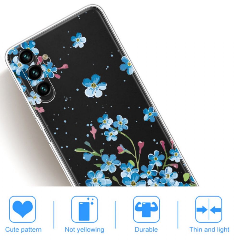 Hoesje voor Samsung Galaxy A13 5G Blauwe Bloemen