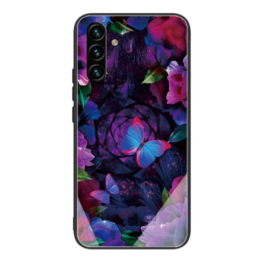 Hoesje voor Samsung Galaxy A13 5G Gehard Glas Vlinders Variatie