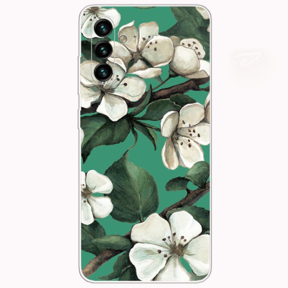 Hoesje voor Samsung Galaxy A13 5G Geschilderde Witte Bloemen