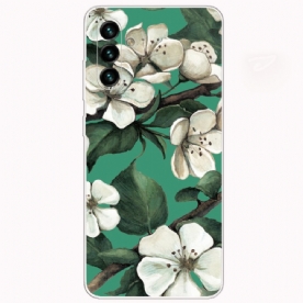 Hoesje voor Samsung Galaxy A13 5G Geschilderde Witte Bloemen