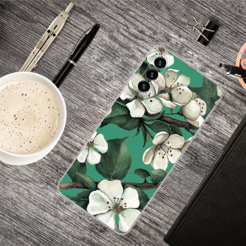 Hoesje voor Samsung Galaxy A13 5G Geschilderde Witte Bloemen