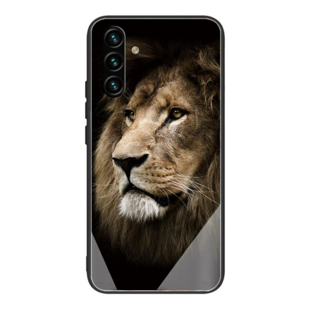 Hoesje voor Samsung Galaxy A13 5G Leeuwenkop Gehard Glas