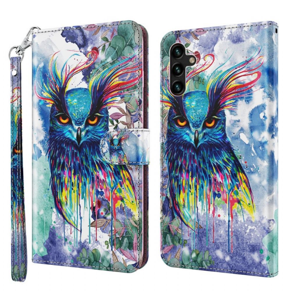 Leren Hoesje voor Samsung Galaxy A13 5G Aquarel Vogel