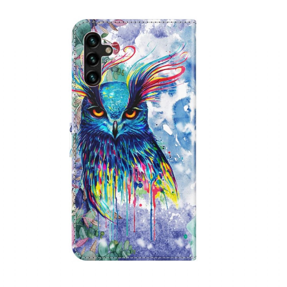 Leren Hoesje voor Samsung Galaxy A13 5G Aquarel Vogel