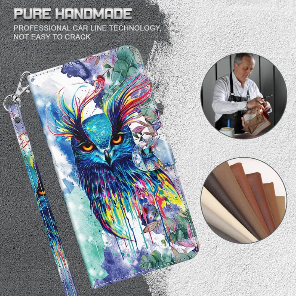 Leren Hoesje voor Samsung Galaxy A13 5G Aquarel Vogel