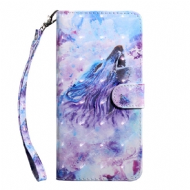 Leren Hoesje voor Samsung Galaxy A13 5G Aquarel Wolf