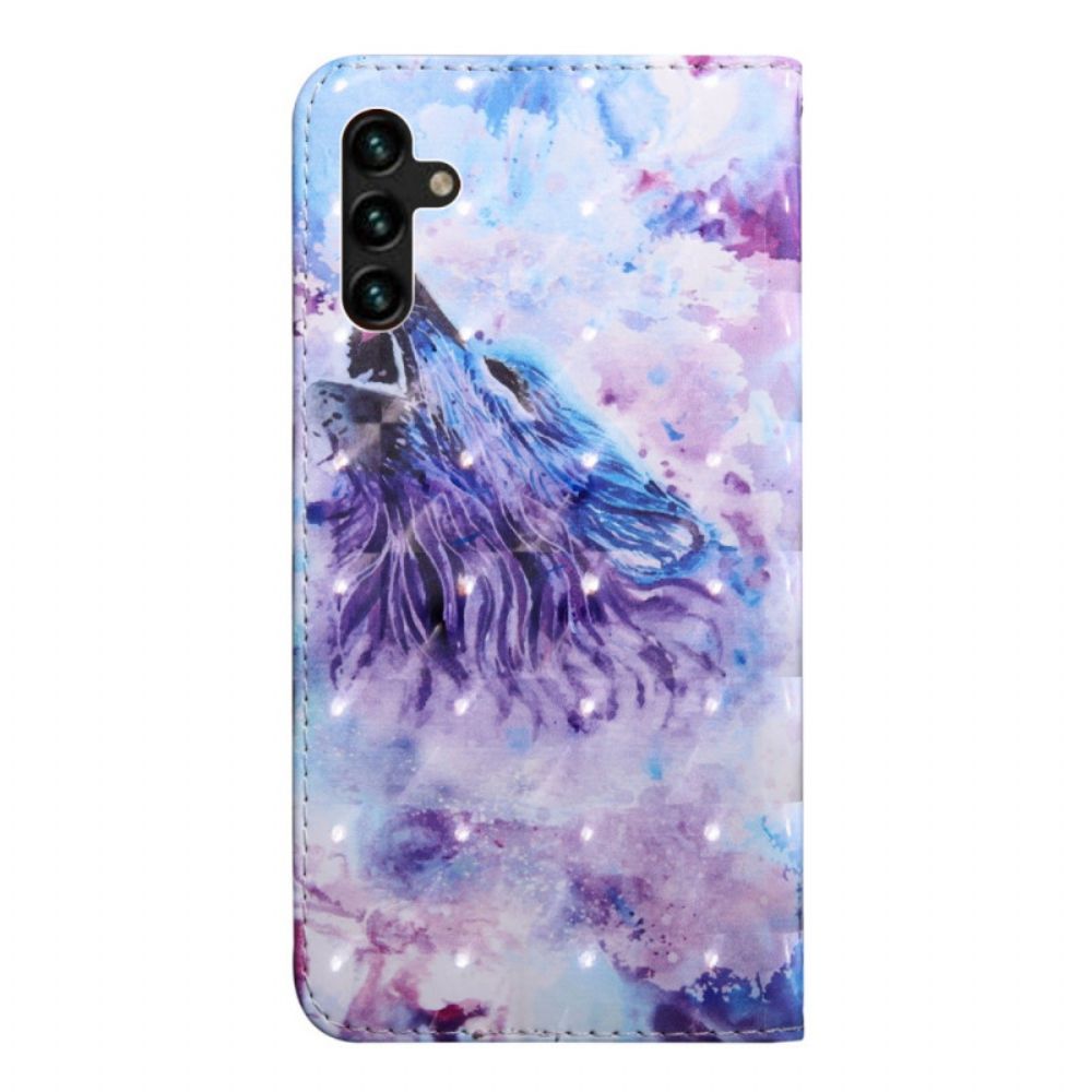 Leren Hoesje voor Samsung Galaxy A13 5G Aquarel Wolf