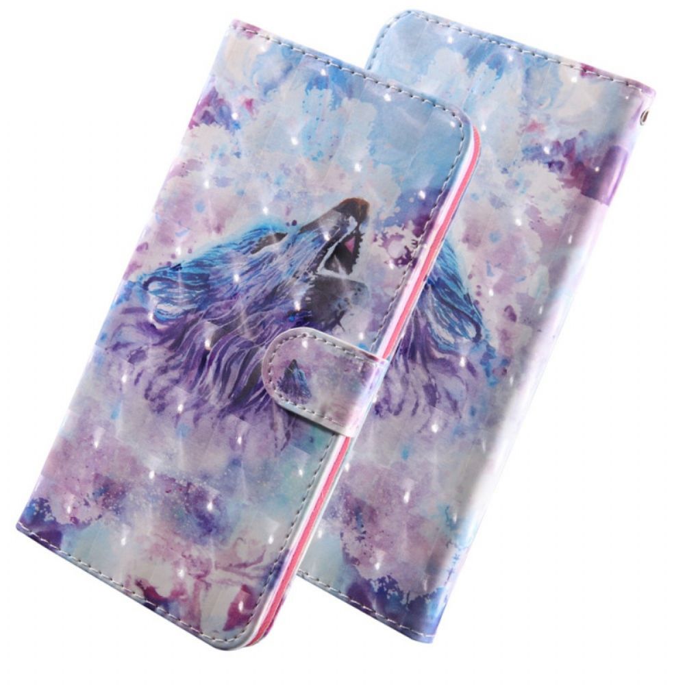 Leren Hoesje voor Samsung Galaxy A13 5G Aquarel Wolf