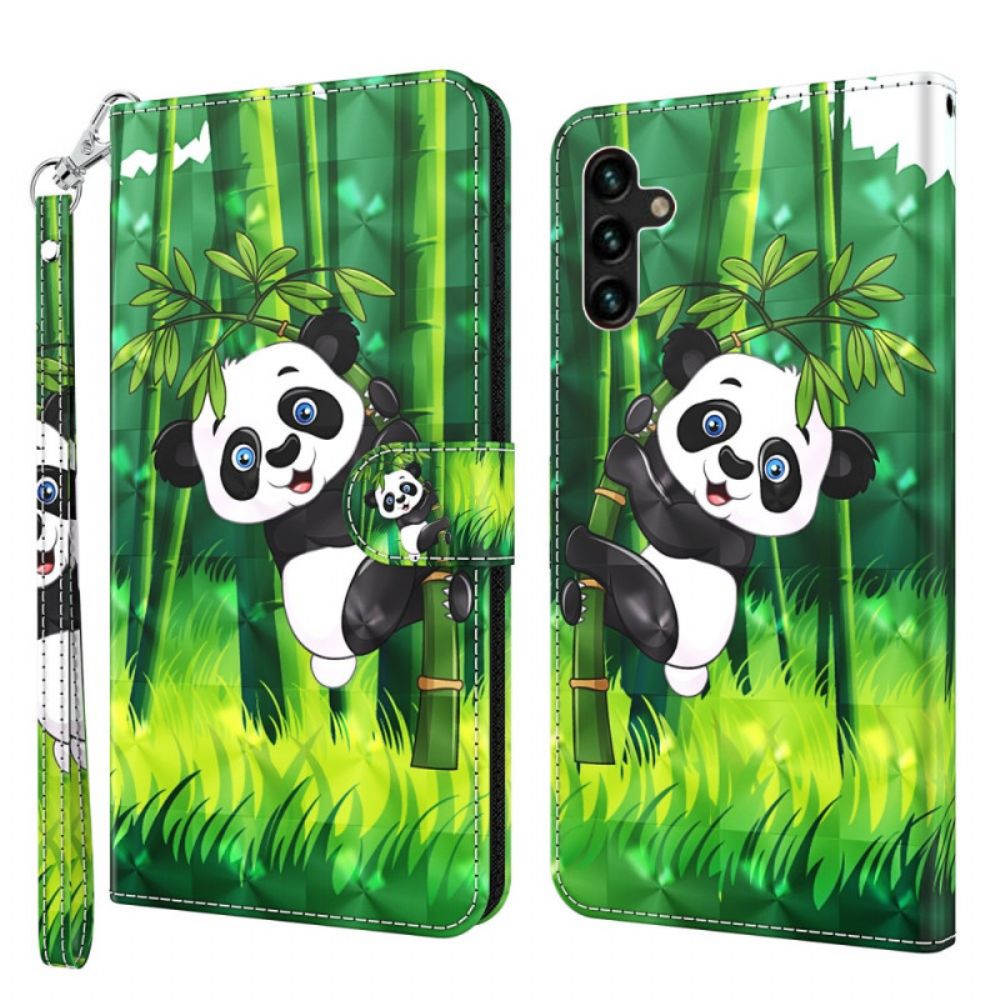 Leren Hoesje voor Samsung Galaxy A13 5G Panda En Bamboe