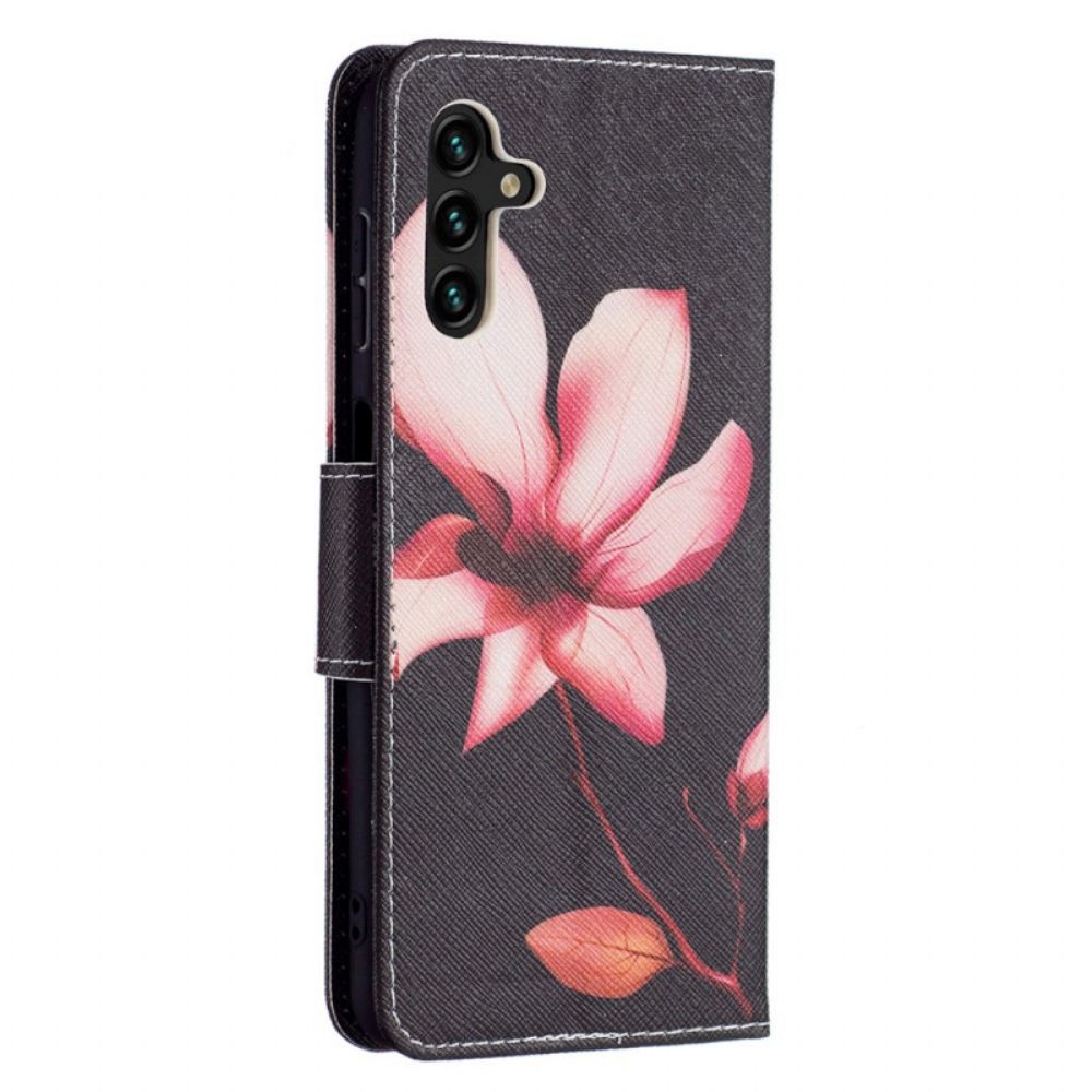 Leren Hoesje voor Samsung Galaxy A13 5G Roze Bloem