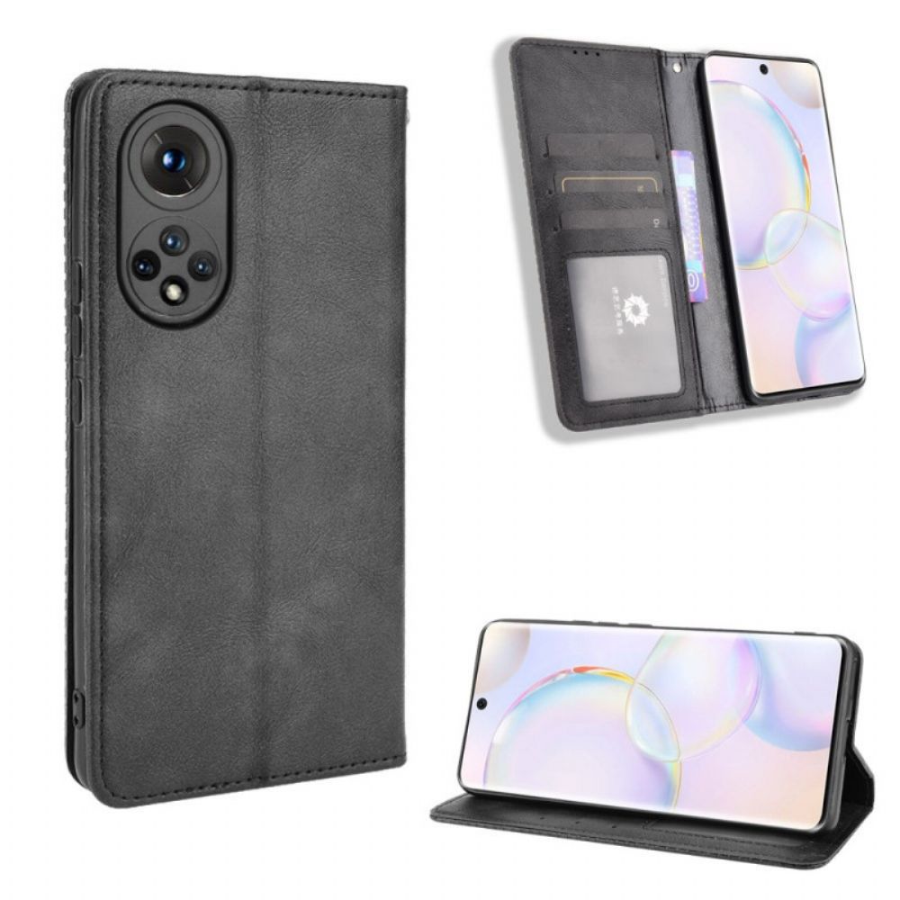 Bescherming Hoesje voor Huawei Nova 9 / Honor 50 Folio-hoesje Vintage Gestileerd Leereffect