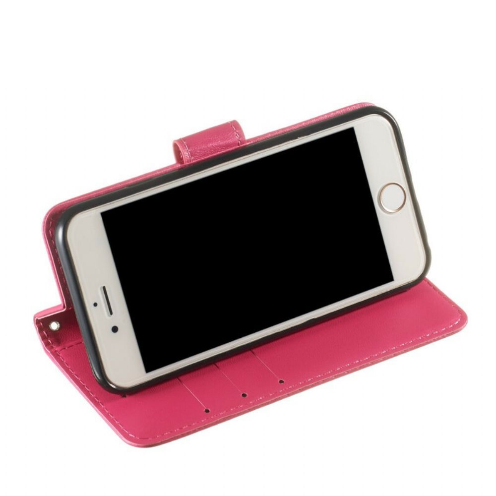 Folio-hoesje voor iPhone 6 / 6S Met Ketting Pure Kleur Lederen Band Met Effect