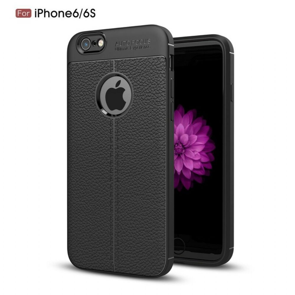 Hoesje voor iPhone 6 / 6S Dubbele Lijn Litchi Leder Effect