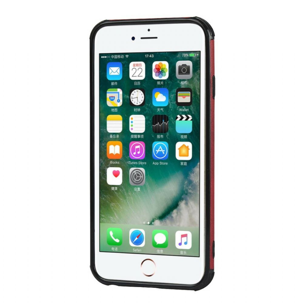 Hoesje voor iPhone 6 / 6S Tweekleurige Dubbele Kaarthouder