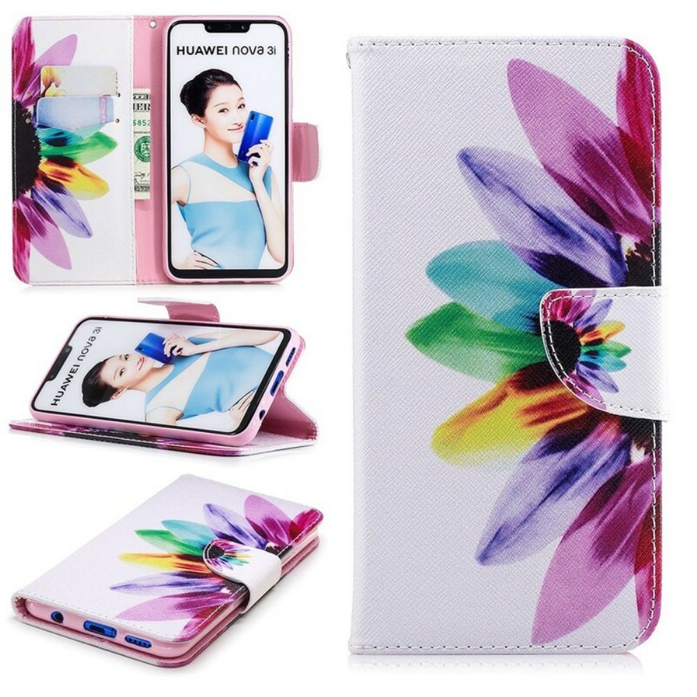 Folio-hoesje voor Huawei P Smart Plus Aquarel Bloem