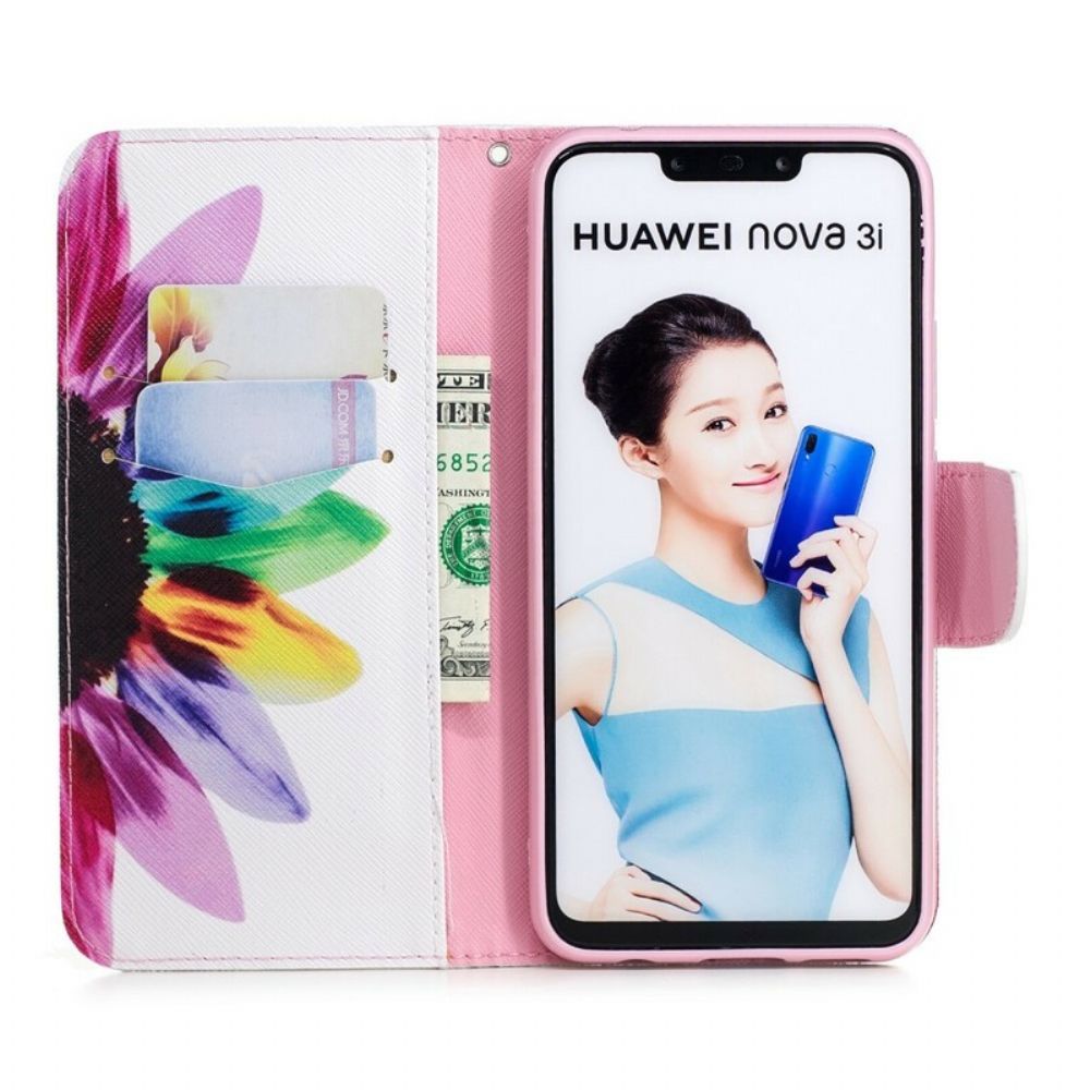 Folio-hoesje voor Huawei P Smart Plus Aquarel Bloem