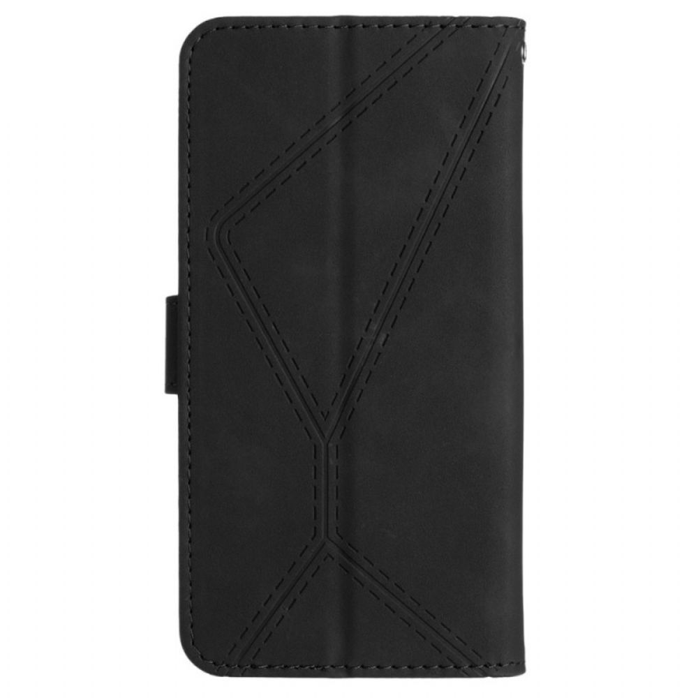 Flip Case Leren Oneplus 12r Lijnen En Punten