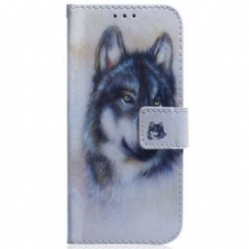 Flip Case voor Honor Magic 5 Lite Met Ketting Strappy Aquarel Hond