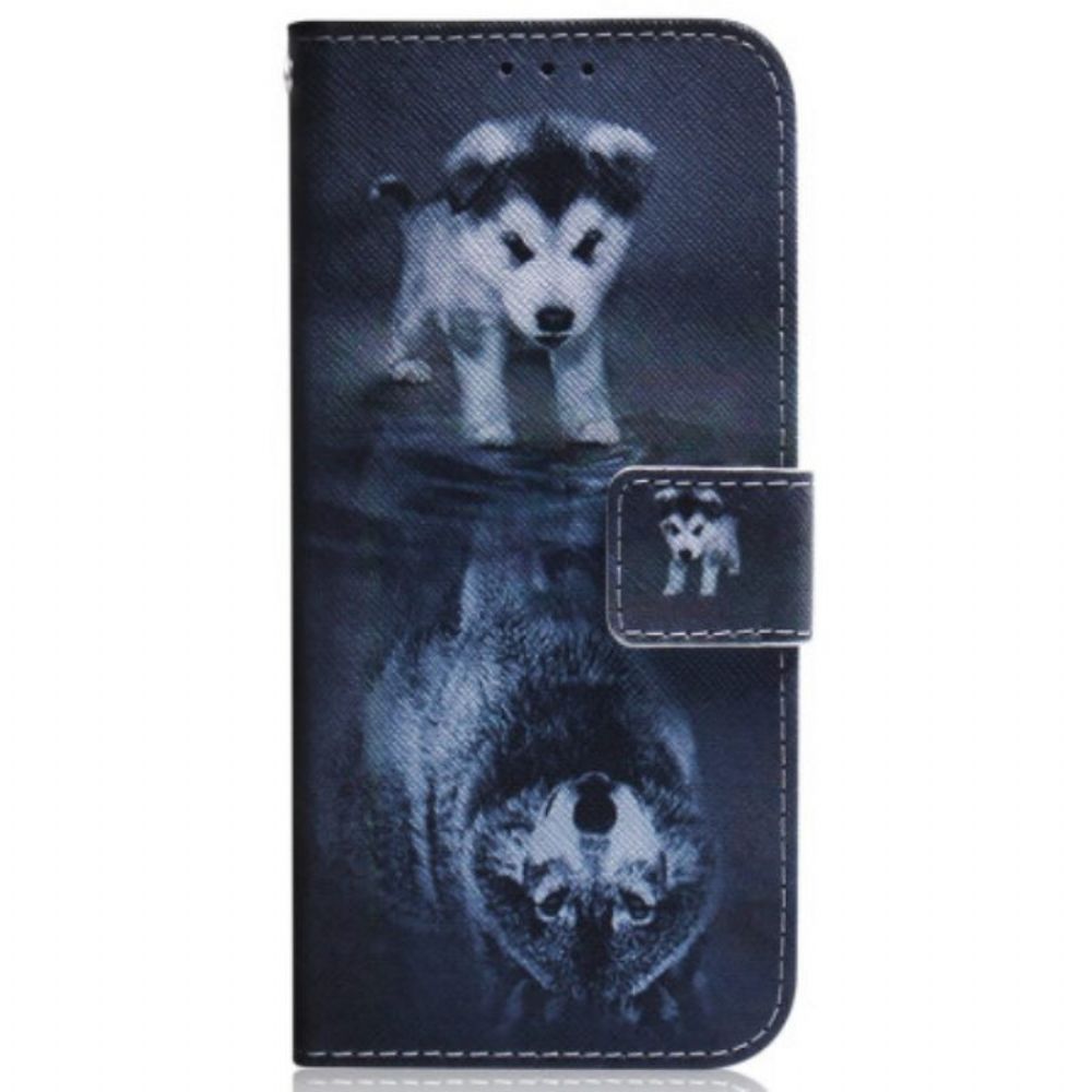 Folio-hoesje voor Honor Magic 5 Lite Met Ketting Strappy Puppy-droom