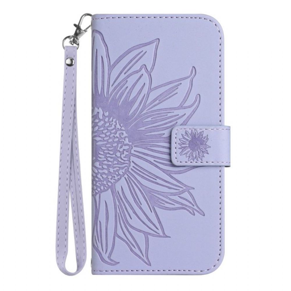 Leren Hoesje voor Honor Magic 5 Lite Bloem Met Koord