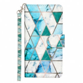 Flip Case voor Samsung Galaxy A14 / A14 5G Met Ketting Imitatie Lakleer