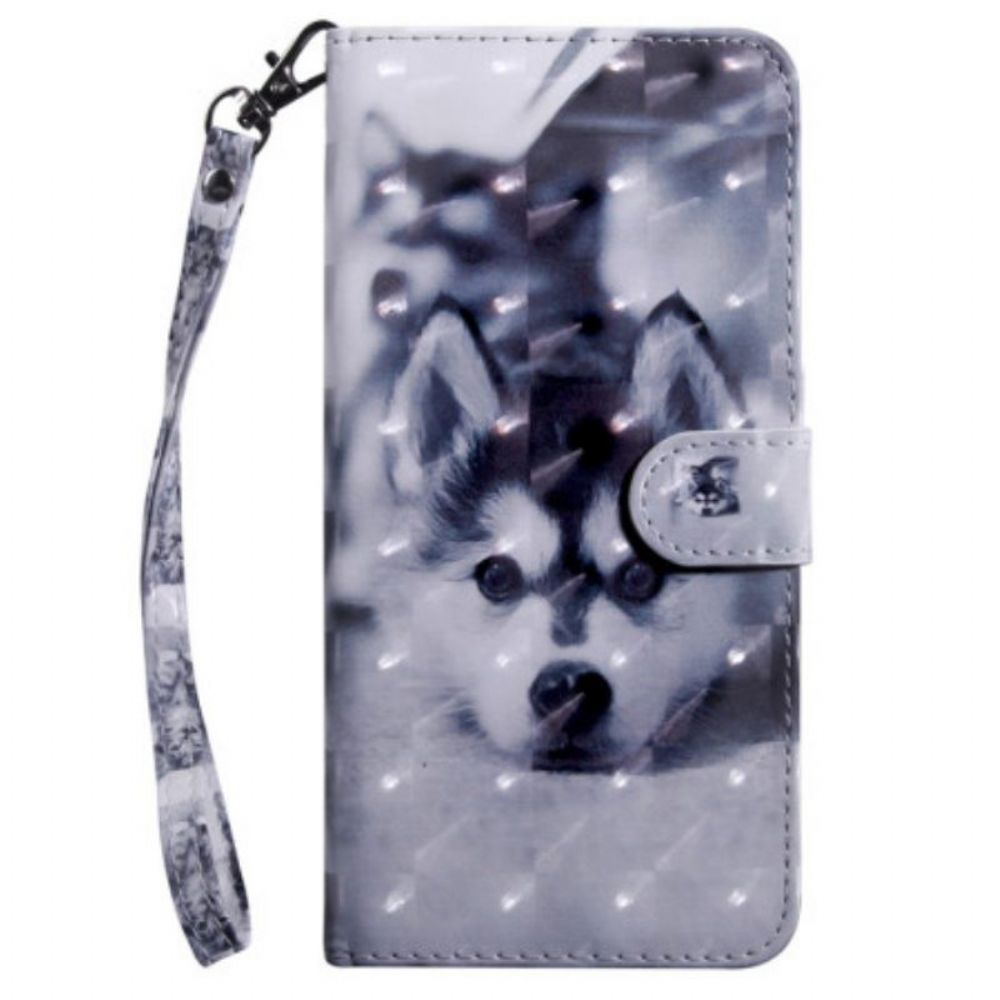 Flip Case voor Samsung Galaxy A14 / A14 5G Met Ketting String Husky