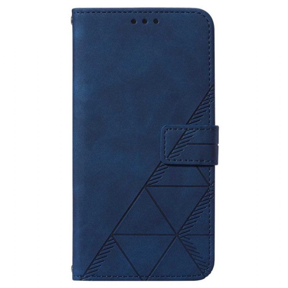 Folio-hoesje voor Samsung Galaxy A14 / A14 5G Driehoeken Met Lanyard