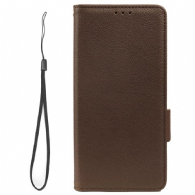 Folio-hoesje voor Samsung Galaxy A14 / A14 5G Met Ketting Strappy Litchi Lederen Stijl