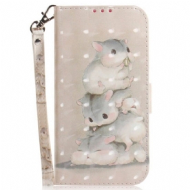 Folio-hoesje voor Samsung Galaxy A14 / A14 5G Met Ketting String Hamsters