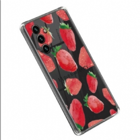 Hoesje voor Samsung Galaxy A14 / A14 5G Strappy Roze Bloemen