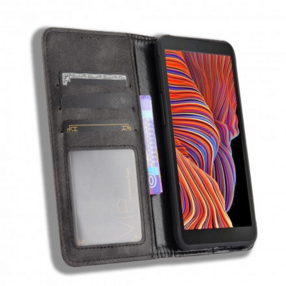 Bescherming Hoesje voor Samsung Galaxy XCover 5 Folio-hoesje Vintage Gestileerd Leereffect