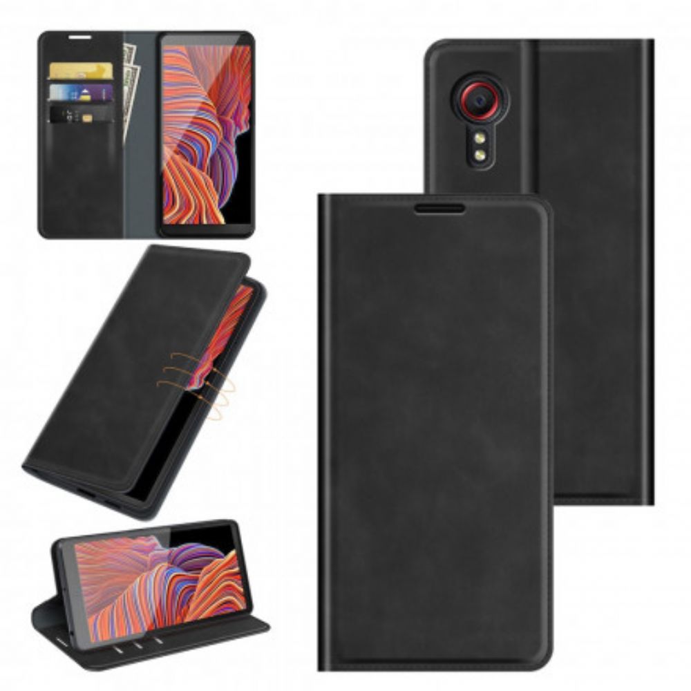 Bescherming Hoesje voor Samsung Galaxy XCover 5 Folio-hoesje Zacht Leereffect