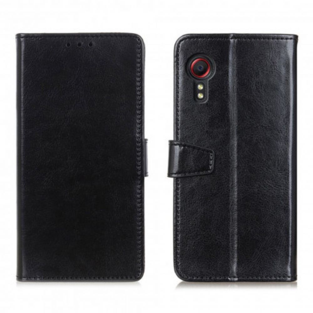 Folio-hoesje voor Samsung Galaxy XCover 5 Eenvoudig Glanzend Leereffect