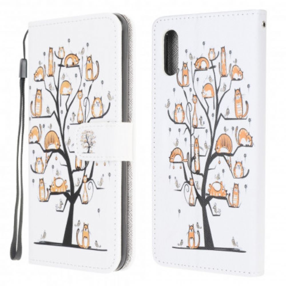 Folio-hoesje voor Samsung Galaxy XCover 5 Met Ketting Funky Katten Met Riem