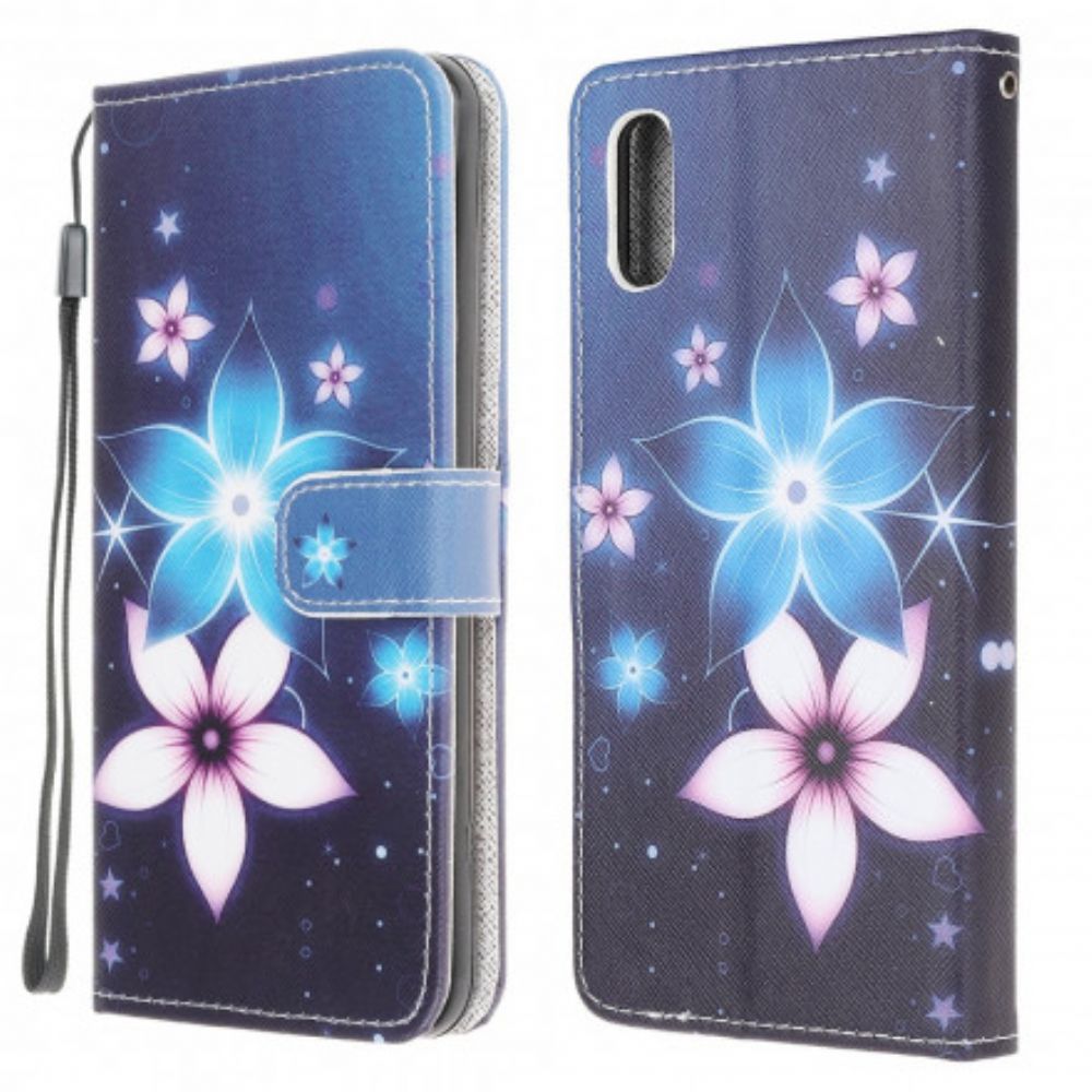 Folio-hoesje voor Samsung Galaxy XCover 5 Met Ketting Maanband Bloemen