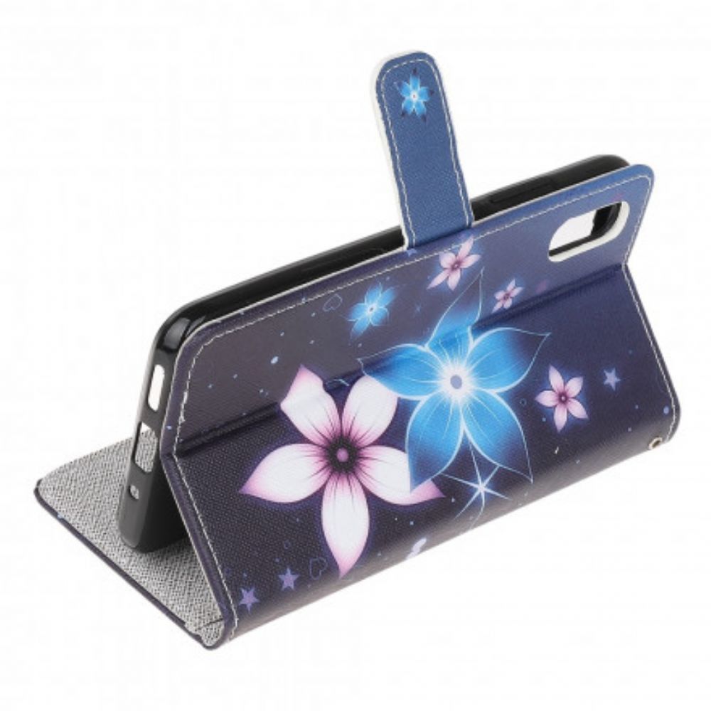 Folio-hoesje voor Samsung Galaxy XCover 5 Met Ketting Maanband Bloemen