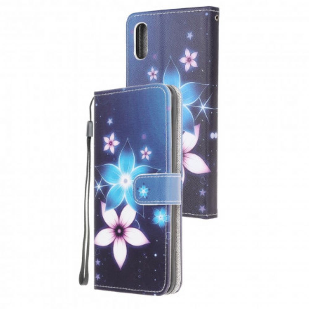 Folio-hoesje voor Samsung Galaxy XCover 5 Met Ketting Maanband Bloemen