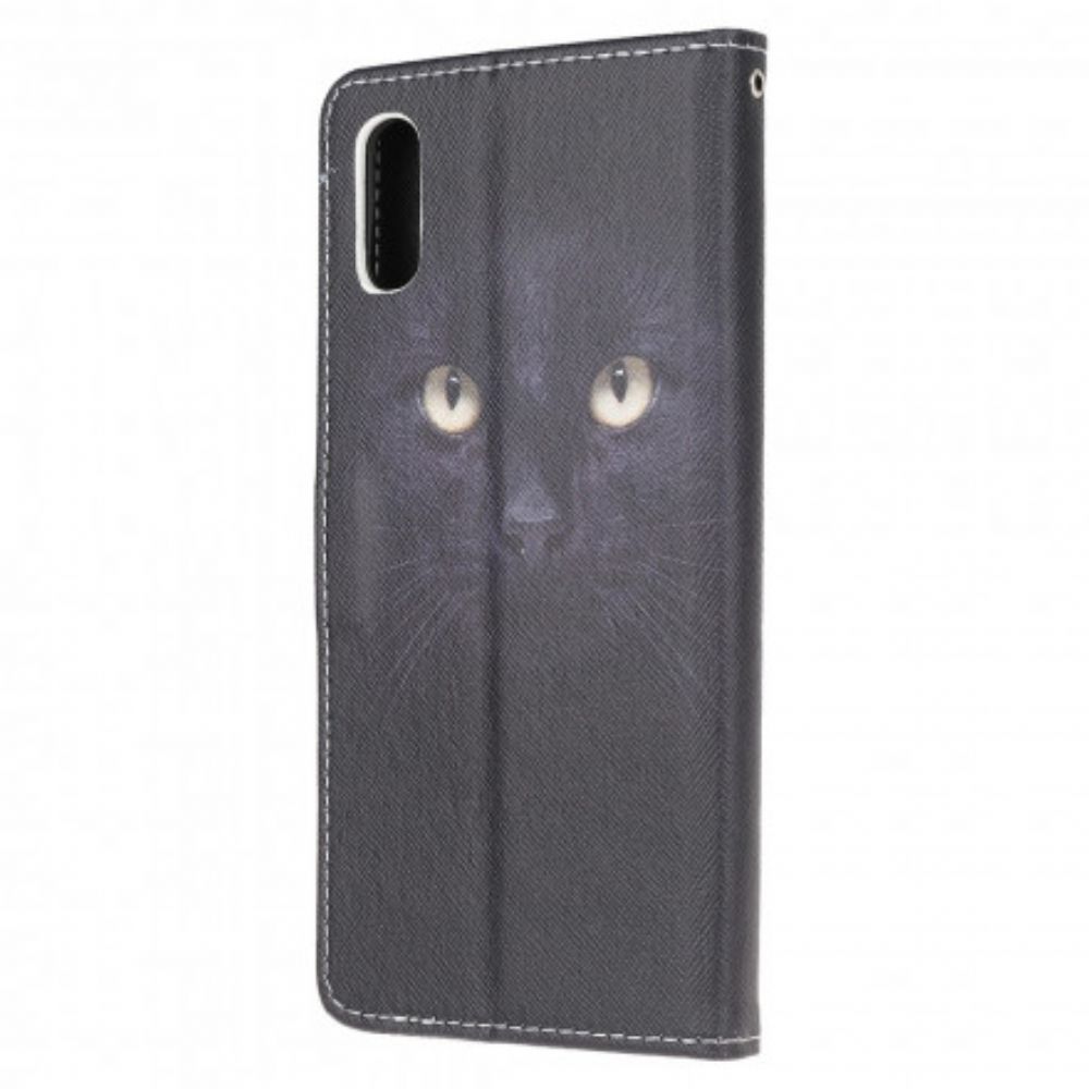 Folio-hoesje voor Samsung Galaxy XCover 5 Met Ketting String Black Cat Eyes