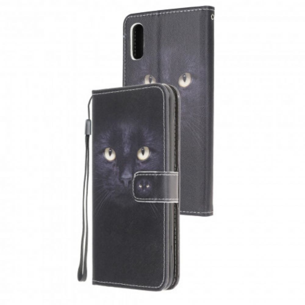 Folio-hoesje voor Samsung Galaxy XCover 5 Met Ketting String Black Cat Eyes