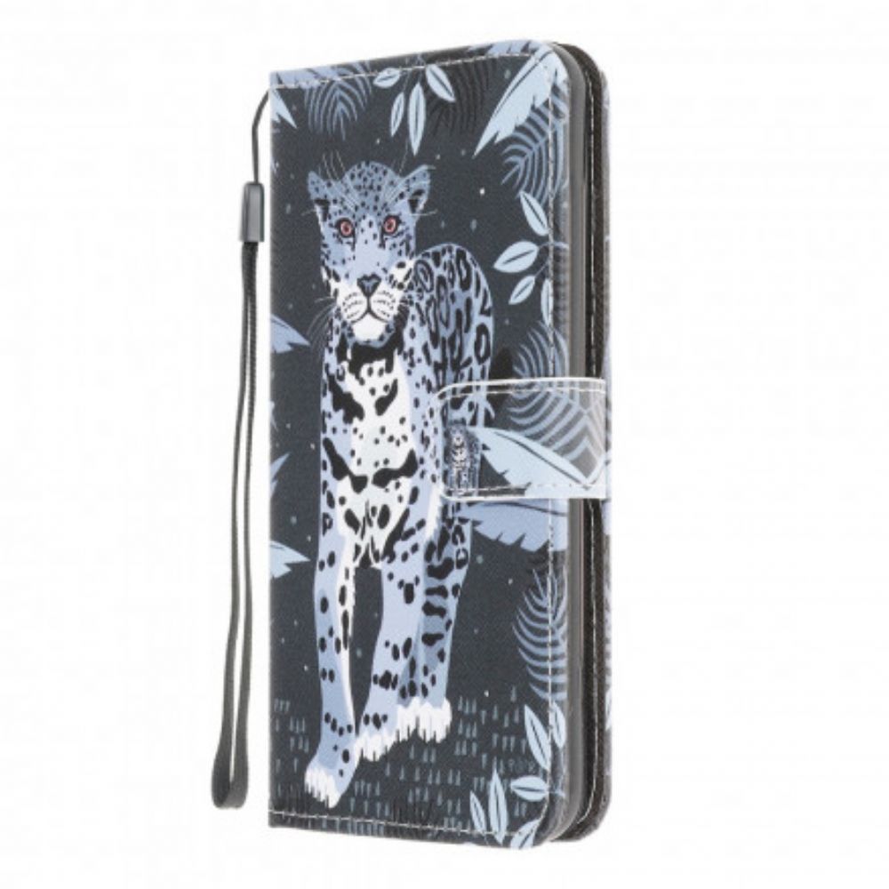 Folio-hoesje voor Samsung Galaxy XCover 5 Met Ketting Thong Luipaard